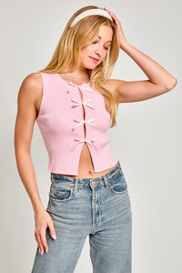 Bianca Bow Top-Pink