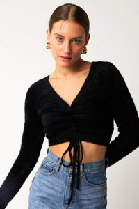 Teresa Cropped Sweater-Black