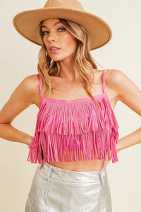 FINAL SALE Rita Rhinestone Top-Hot Pink