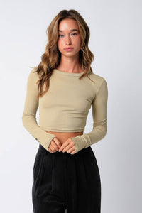 FINAL SALE Maisie Crop Top- Beige