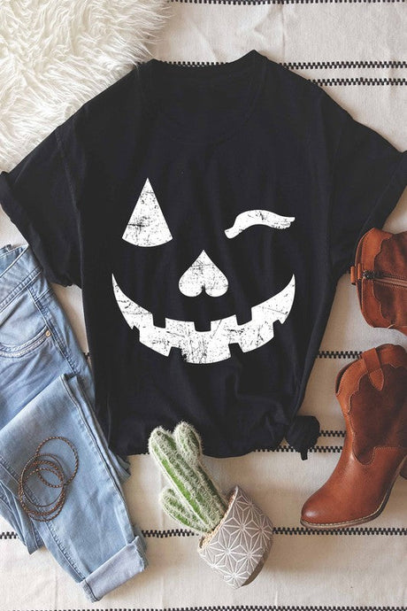 Pumpkin Wink Tee-Black