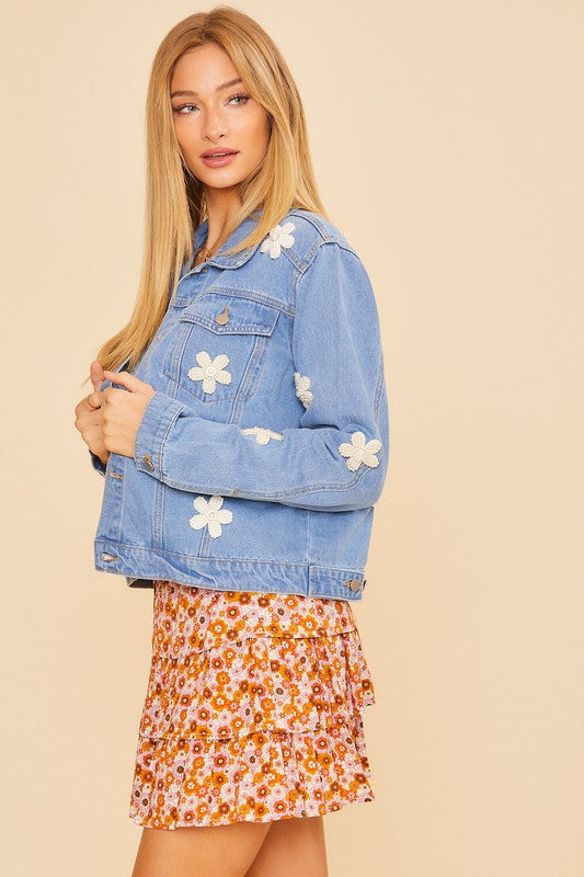 Discover 124+ flower print denim jacket latest