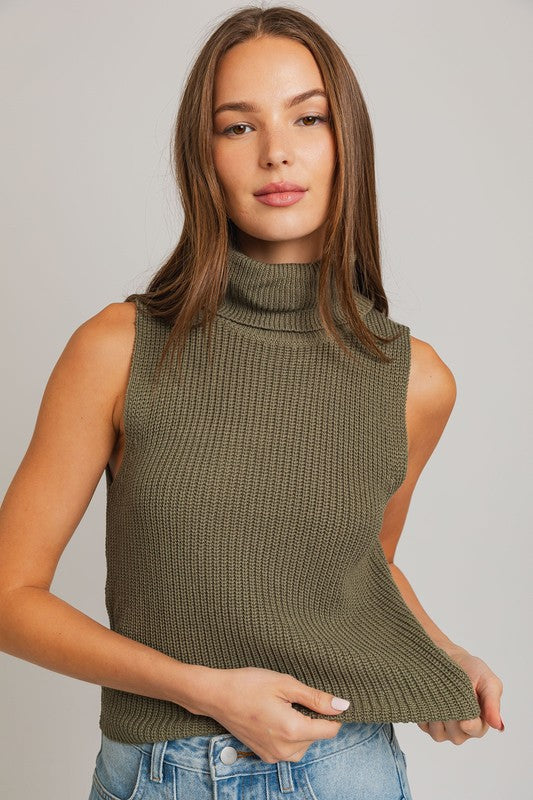 Tina Sweater Top-Olive