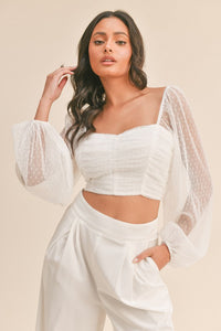 FINAL SALE Tatum Crop Top-White