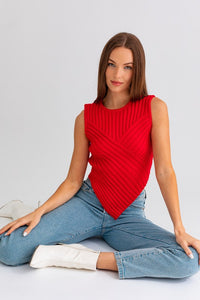 FINAL SALE Lauren Sweater Top-Red