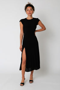 Fiori Midi Dress-Black