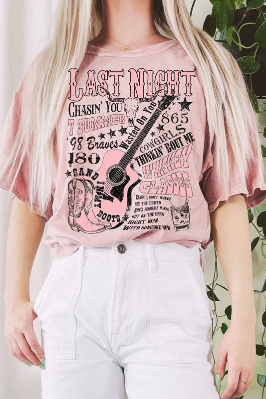 Last Night Wallen Tee-Pink