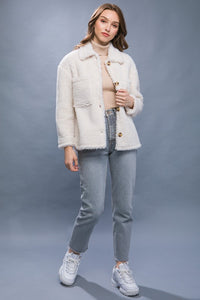 FINAL SALE Brittany Teddy Jacket-Ivory