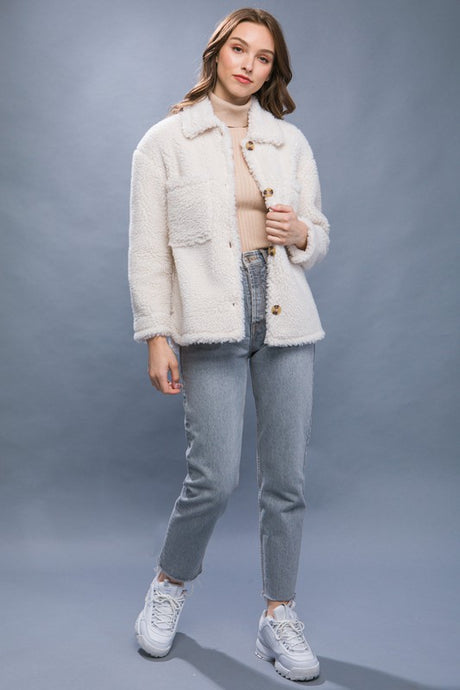 FINAL SALE Brittany Teddy Jacket-Ivory
