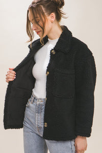 FINAL SALE Brittany Teddy Jacket-Black