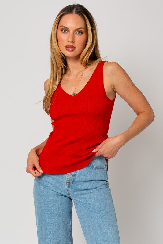 FINAL SALE Sandra Tank-Red