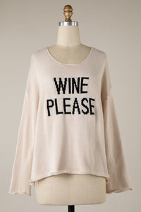 Wine Please Sweater-Beige
