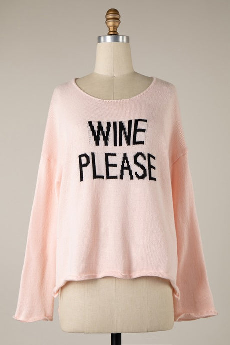 Wine Please Sweater-Blush