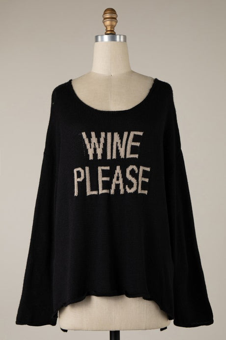 Wine Please Sweater-Black