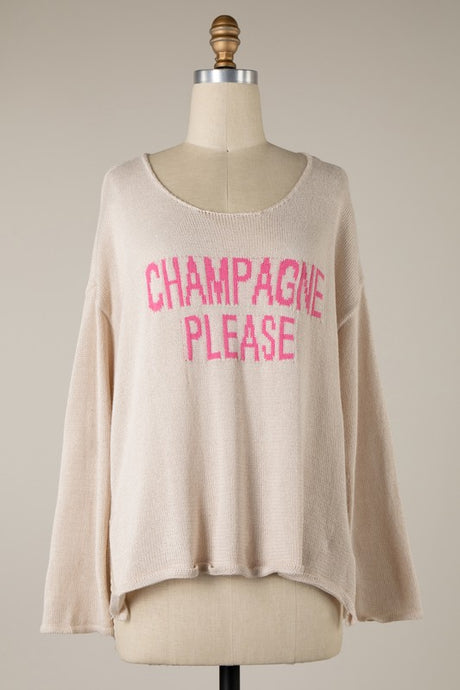 FINAL SALE Champagne Please Sweater-Beige
