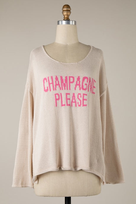 Champagne Please Sweater-Beige