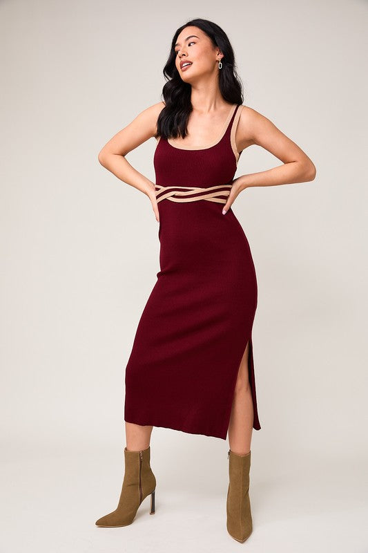 Sawyer Midi Dress-Burgundy