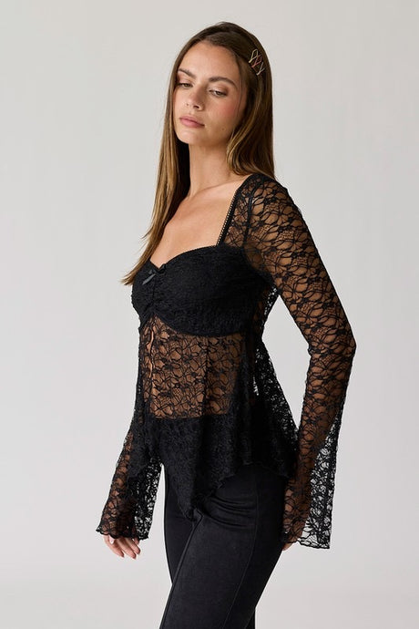 Ella Lace Top-Black