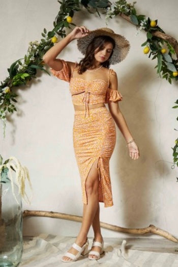 Mari Midi Skirt-Orange