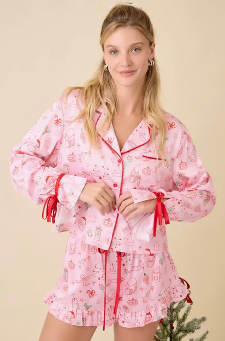 Pink Christmas PJ Top