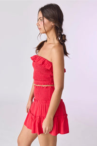 Bella Smocked Skirt-Red
