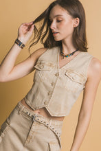 Missy Denim Vest-Khaki