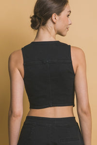 Missy Denim Vest-Black