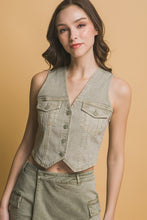 Missy Denim Vest-Matcha