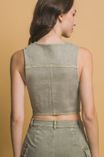 Missy Denim Vest-Matcha