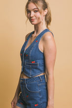 Cherry Denim Vest-Dark Denim