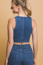 Cherry Denim Vest-Dark Denim