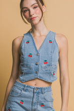Cherry Denim Vest-Light Denim