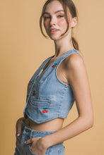 Cherry Denim Vest-Light Denim