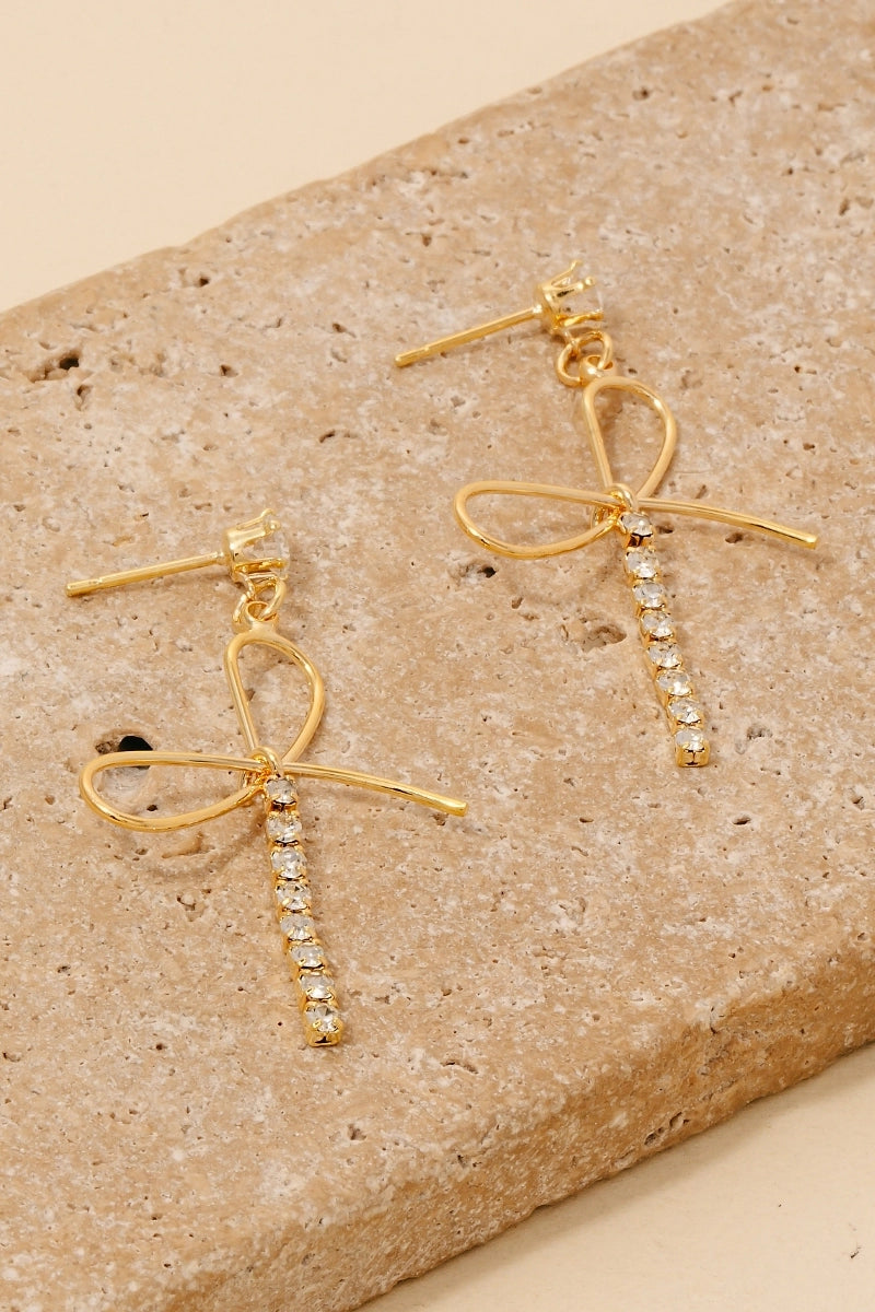 Sarah Bow Earrings-Gold