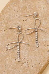 Sarah Bow Earrings-Silver