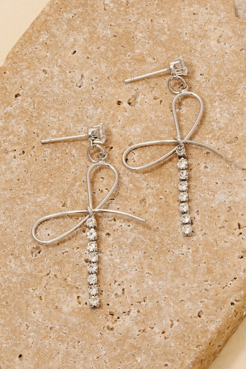 Sarah Bow Earrings-Silver