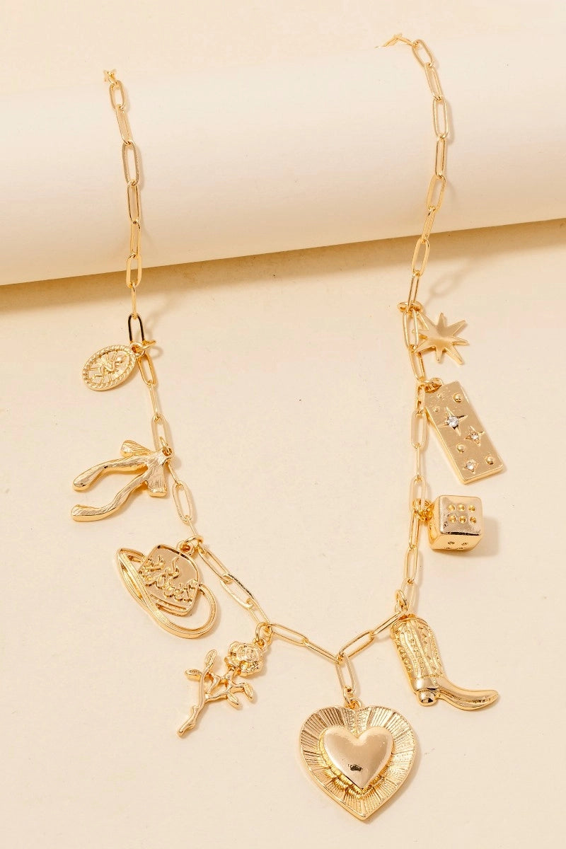 Cowboy Heart Necklace-Gold