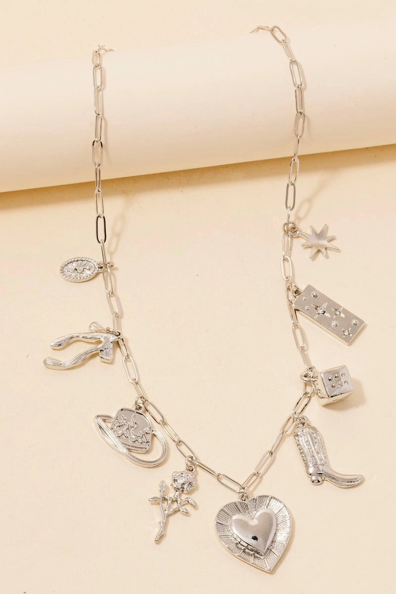 Cowboy Heart Necklace-Silver