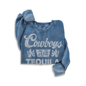 Cowboys and Tequila Sweatshirt-Blue