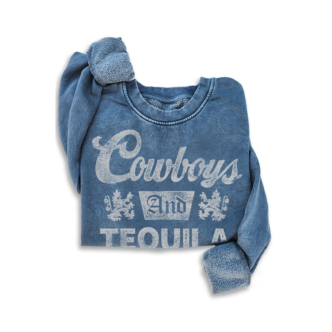 Cowboys and Tequila Sweatshirt-Blue