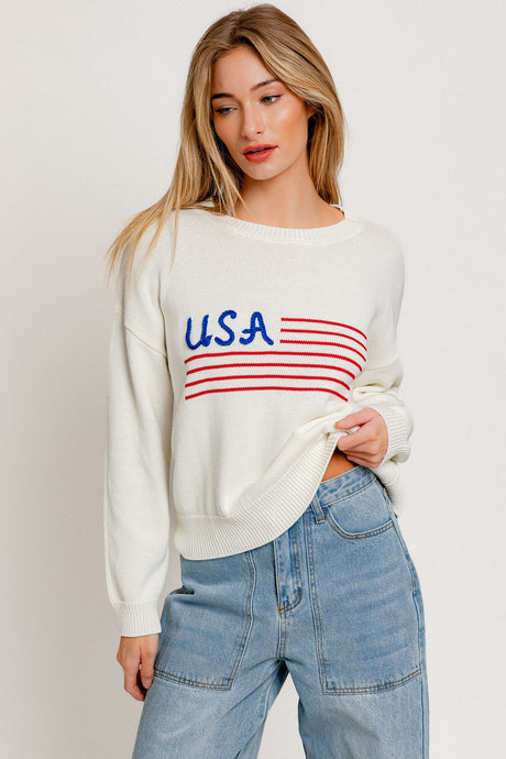 USA Sweater-White