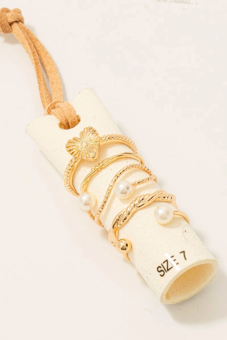 Heart and Pearl Ring Set