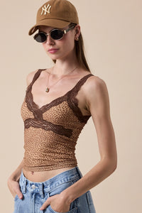 Leopard Lace Cami Top