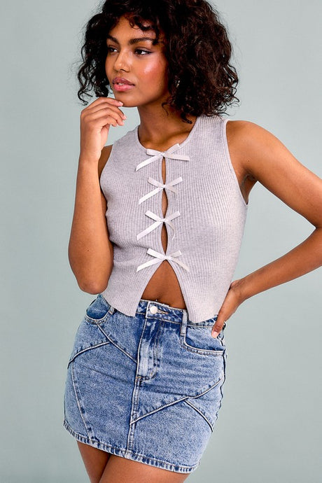 Bianca Bow Top-Grey