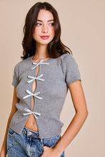 Nikki Bow Top-Grey