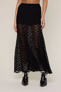 Lyla Lace Maxi Skirt-Black