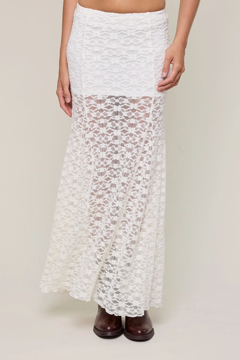 Lyla Lace Maxi Skirt-Ivory