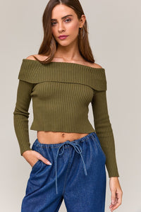 Hetty Sweater Top-Olive