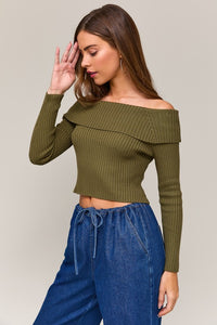 Hetty Sweater Top-Olive