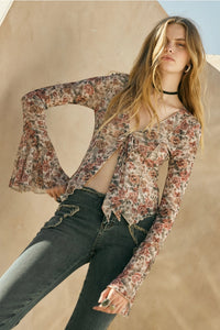 Malia Floral Top-Cream